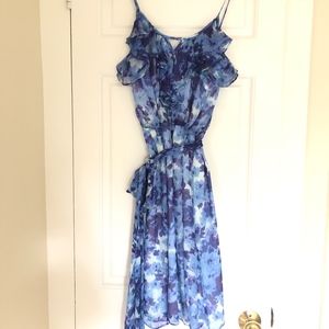 Shoshanna Blue Floral Inkblot Dress